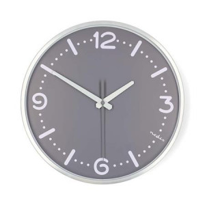 Nedis CLWA3226SS - Nástěnné hodiny | Průměr: 300 mm | Hliník | Tichý pohyb | Kov