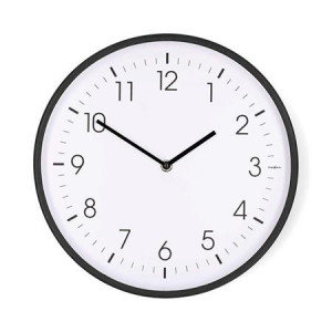 Nedis CLWA1226BK - Nástěnné hodiny | Průměr: 300 mm | Plast | Tichý pohyb | Černá