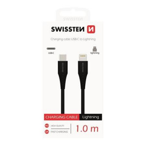 SWISSTEN NABÍJECÍ KABEL USB-C / LIGHTNING 1,0 M ČERNÝ