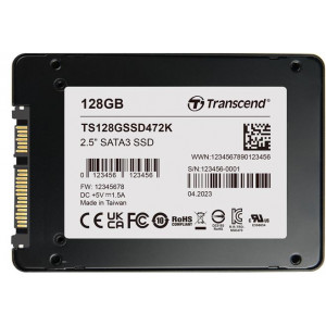 TRANSCEND SSD472K-VS1 256GB Industrial (3K P/E) SSD disk 2.5" SATA3, 3D TLC, BiCS5, 560MB/s R, 500 MB/s W, černý