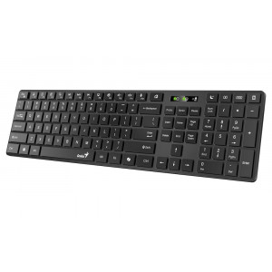 Genius Slimstar 7250BT Klávesnice, bezdrátová, Bluetooth 5.0, 2,4GHz, USB přijímač, Copilot klávesa, CZ+SK layout, černá