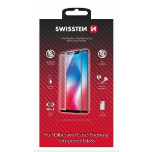 SKLO SWISSTEN FULL GLUE, COLOR FRAME, CASE FRIENDLY PRO APPLE IPHONE 17 ČERNÉ