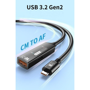 PremiumCord USB 3.2 Gen 2 repeater a prodlužovací kabel C-Male-A-Female, 10Gbps Aluminium 7m