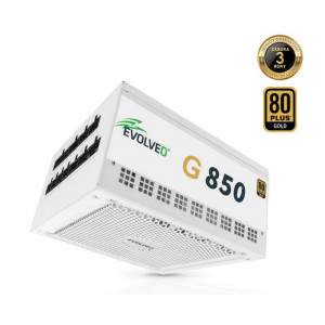 EVOLVEO G850 zdroj 850W, 80+ GOLD, ATX 3.1, aPFC, 140 mm ventilátor, záruka 3 roky, bílý 