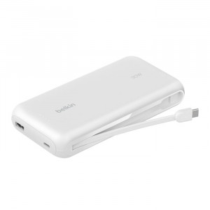 Belkin BOOST CHARGE™ USB-C Power Delivery PowerBanka s integrovaným USB-C kabelem, 10000mAh, 30W, bílá