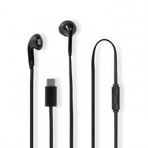 Nedis HPWD4024BK - Kabelová Sluchátka | Do uší  | USB-C | Délka kabelu: 1.2 m | mikrofon |  Ovládání Hlasitosti | Černá