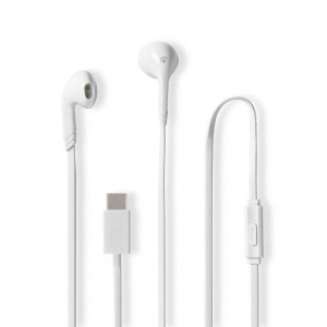 Nedis HPWD4024WT- Kabelová Sluchátka | Do uší  | USB-C | Délka kabelu: 1.2 m | mikrofon |  Ovládání Hlasitosti | Bílá