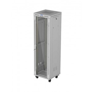 LANBERG Volně stojící skříň 19" 42U/600x600 (v rozloženém stavu) síťované dveře LCD černá (RAL9004)  