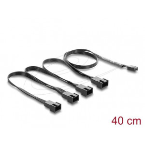 Delock Kabel ventilátoru z 1 čtyřpinové zásuvky PWM na 4 x 4 pinové zástrčky PWM, černý – délka 40 cm, s větví 20 cm