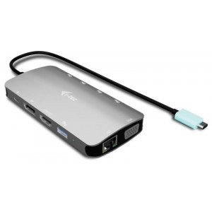 i-tec USB-C Metal Nano 3x Display (DP, HDMI and VGA) Docking Station, Power Delivery 100 W