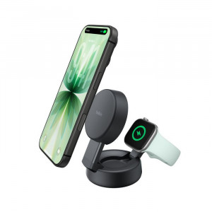 Belkin UltraCharge™ PRO Qi2 25W 2v1 Magnetická nabíječka pro iPhone/Apple Watch, tmavě šedá