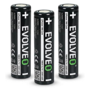 EVOLVEO LiPower 186 Core 2500 – Li-ion baterie 18650 (3.7 V / 2500 mAh) 3ks