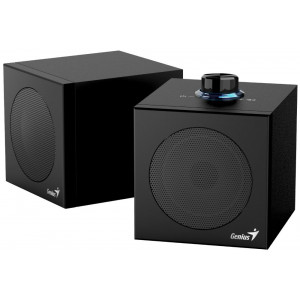 Genius SP-HF300U, Reproduktory, 2.0, 4W RMS, USB-A, USB-C, 2" měniče, dřevěné, ovládání hlasitosti, černé