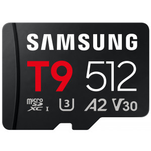 Samsung T9/Micro SDXC/512GB/UHS-I U3 / Class 10/+ Adaptér/Černá + Adaptér