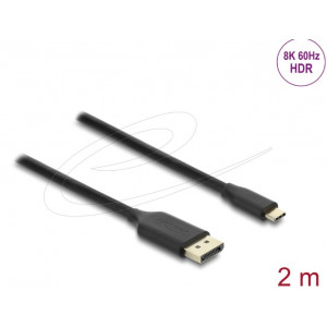 Delock Kabel USB Type-C™ na DisplayPort (DP Alt Mód) 8K 60 Hz s funkcí HDR 2 m černá