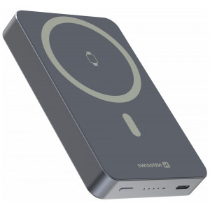Swissten Power Bank Fusion 10000 mAh S Nabíjením Apple Watch (Kompatibilní S Magsafe) Stříbrná
