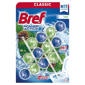 WC blok Bref Power Aktiv - borovice, 3 × 50g