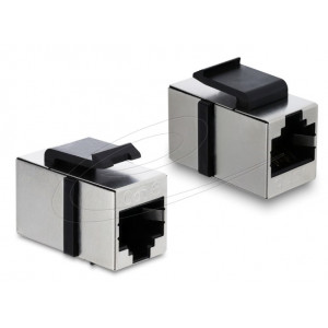 Delock Modul Keystone, spojka ze zásuvky RJ45 na zásuvku RJ45, Cat.6 stíněná, kovová, stříbrná / černá