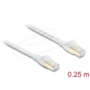 Delock Plochý spojovací kabel RJ45 Cat.8.1 U/FTP, až 40 Gbps, 0,25 m, bílý