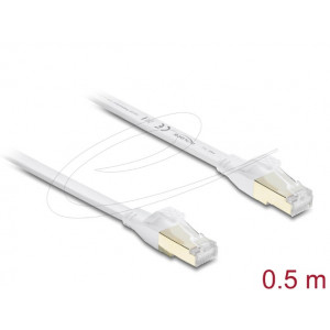 Delock Plochý spojovací kabel RJ45 Cat.8.1 U/FTP, až 40 Gbps, 0,5 m, bílý