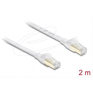 Delock Plochý spojovací kabel RJ45 Cat.8.1 U/FTP, až 40 Gbps, 2 m, bílý