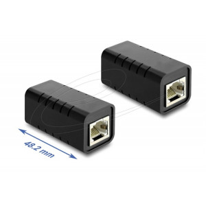 Delock Spojka ze zásuvky RJ45 na zásuvku Cat.6 A, stíněná, černá