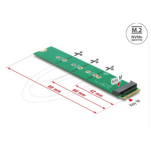 Delock Adaptér ze zástrčky M.2 Key M na slot M.2 Key M - šetřič portů a prodlužování