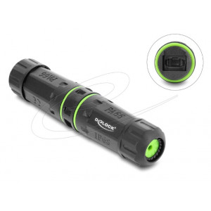 Delock Kabelový konektor z optické zásuvky MPO na zásuvku MPO se závitem M20 x 1,5 mm, prachotěsný a vodotěsný dle IP68
