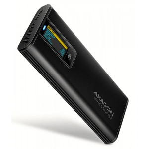 AXAGON EEM2-SD2B, USB-C 10Gbps externí box s displejem pro M.2 NVMe/SATA SSD, bezšroubkový, černý