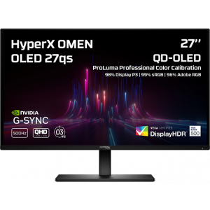 HyperX OMEN 27qs QHD 500Hz 27"/2560x1440 OLED QHD/16:9/300cd/0,03ms/1xDP/2xHDMI/VESA/výškově stavitelný/pivot/black