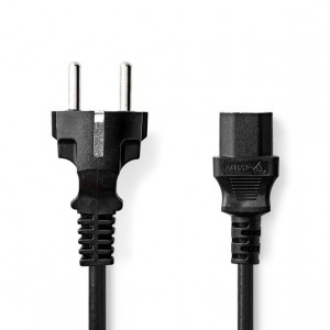 Nedis CEGL10030BK100- Napájecí Kabel  | Typ F Zástrčka | IEC-320-C13 | Přímý | Přímý | 10.0 m | Černá