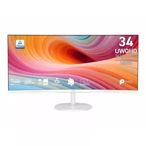 MSI monitor PRO MP341CQW E12, 34" zakřivený VA LED/3440x1440 (UWQHD)//1ms/120Hz/2 x HDMI/DP/bílá