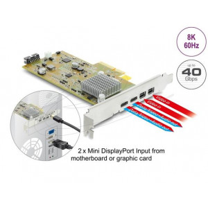 Delock Karta PCI Express x4 na 2 externí zásuvky USB Type-C™ 40 Gbps (DP Alt Mode) - Low Profile