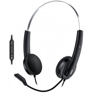 Genius HS-220U AI,Headset, náhlavní, drátový, s mikrofonem, ovl. hlasitosti, Copilot,USB, 2,4m kabel,černá