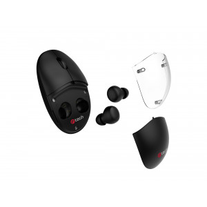 C-TECH Myš s TWS sluchátky WLM-21 Dual mode, bezdrátová, BT5.0 + 2,4GHz, 1600DPI, 3 tlačítka, USB nano receiver, černá