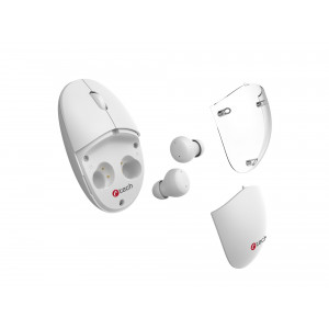 C-TECH Myš s TWS sluchátky WLM-21 Dual mode, bezdrátová, BT5.0 + 2,4GHz, 1600DPI, 3 tlačítka, USB nano receiver, bílá
