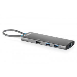 Digitus USB-C dokovací stanice, 8 portů: 1x HDMI, 5x USB 3.2 Gen 1, 1x RJ45, 1x PD