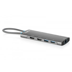 Digitus USB-C dokovací stanice, 9 portů: 2x HDMI, 5x USB 3.2 Gen 1, 1x RJ45, 1x PD