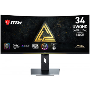 MSI MEG X/ 34,18"/ 3440x1440/ OLED/ 0,03ms/ 360Hz/ 300cd/m2/ 1,5M:1/ HDMI/ DP/ USB/ VESA/ černý