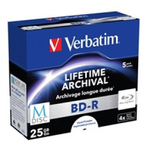 VERBATIM MDisc BD-R(5-pack)Jewel/4x/25GB