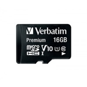VERBATIM MicroSDHC karta 16GB Premium, U1 + SD adaptér