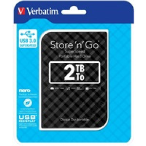 VERBATIM HDD 2.5"  2TB Store 'n' Go Portable Hard Drive USB 3.0, Black GEN II