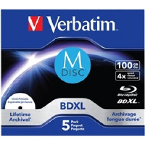VERBATIM MDisc BDXL (5-pack)Jewel/4x/100GB