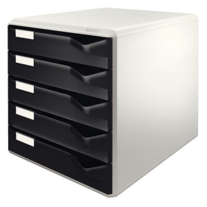 Zásuvkový box Leitz, 5 zásuvek, černý/šedý