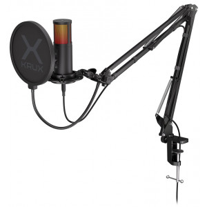 Krux mikrofon Edis 3000 / nastavitelné rameno / 2 typy filtrů / 3,5mm jack / USB-C / RGB / černý