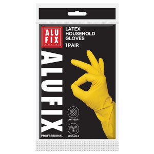 Latexové rukavice Alufix  - žluté, vel. L, 1 pár