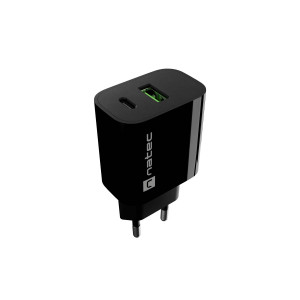 Univerzální nabíječka Natec RIBERA 20 W, 1X USB-A + 1X USB-C, černá