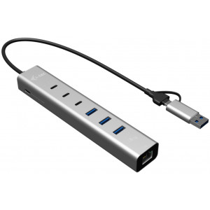 i-tec USB-C/USB-A Metal HUB 6 port (3x USB-C, 3x USB-A), LAN, Power Delivery 85W