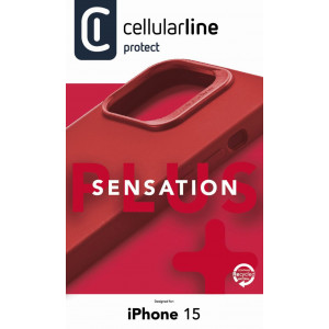 Ochranný silikonový kryt Cellularline Sensation Plus pro Apple iPhone 15, červený