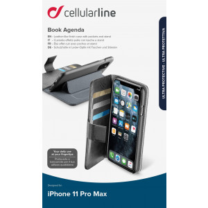 Pouzdro typu kniha CellularLine Book Agenda pro Apple iPhone 11 Pro Max, černé